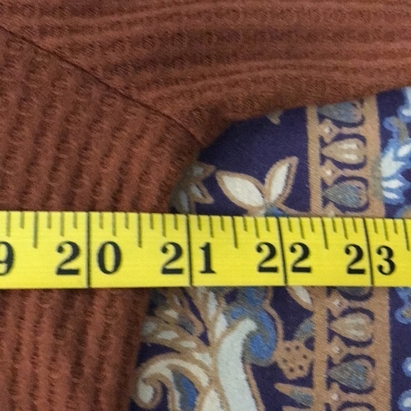 Paper Crane Women’s Pullover Top M Rust color with Peplum Long Sleeves Soft Boho - Picture 8 of 10